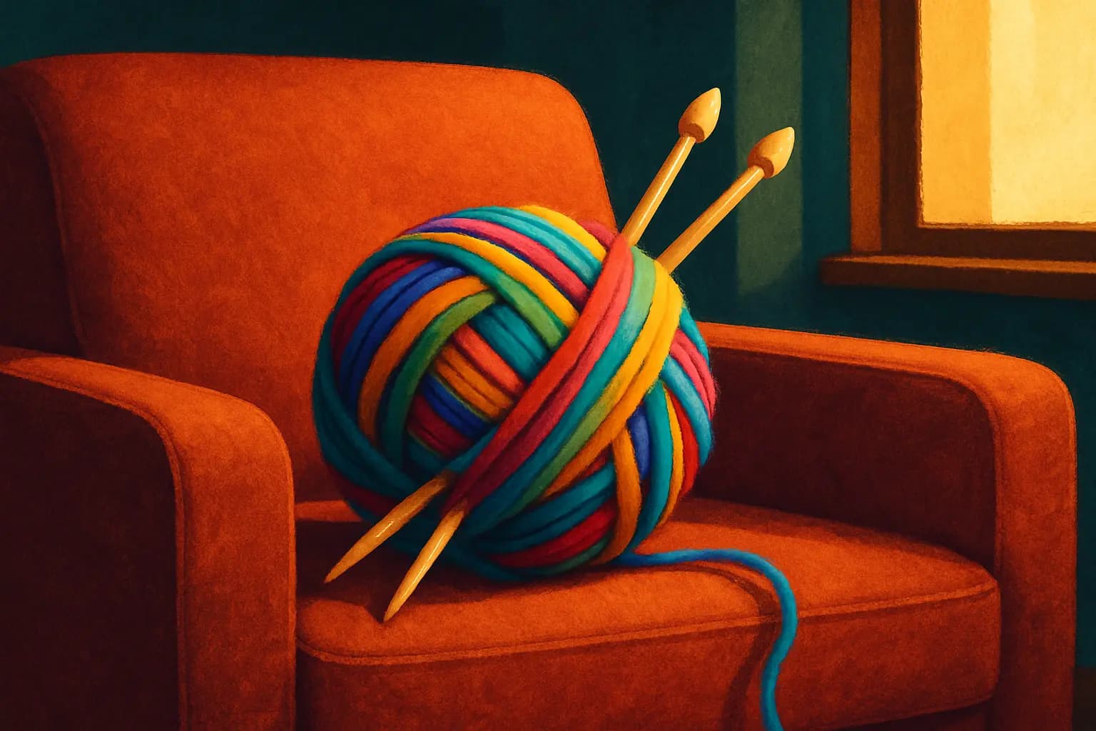 Stricken lernen ein gemütliches Hobby für zu Hause